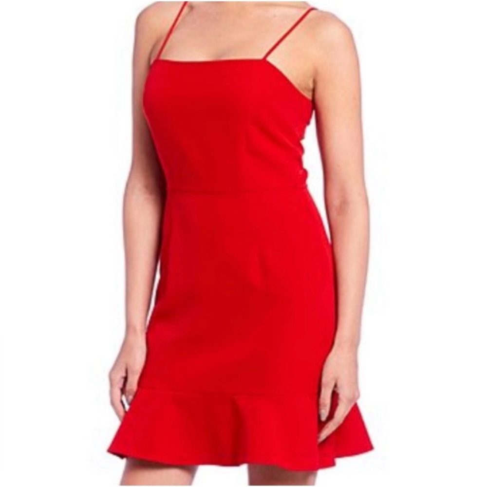 Red Ruffle Hem Dress